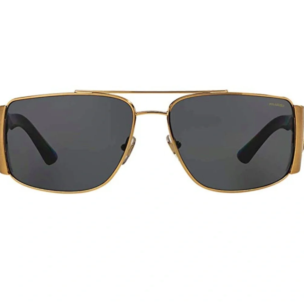 New Men's Versace Polarized Black and Gold Sunglasses